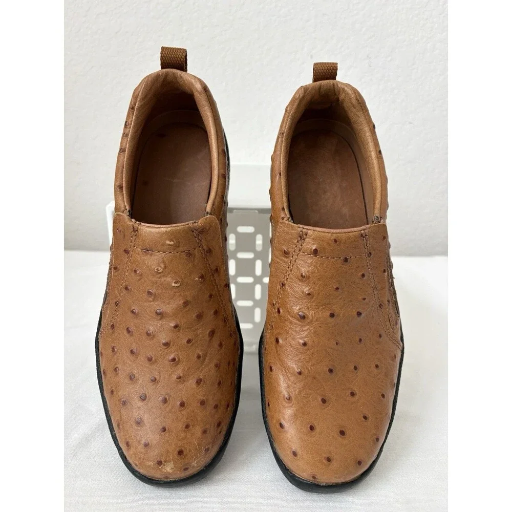 Roper Cotter Ostrich Print Slip-on Casual Shoes Men’s Size 7.5 Tan Rugged Charm